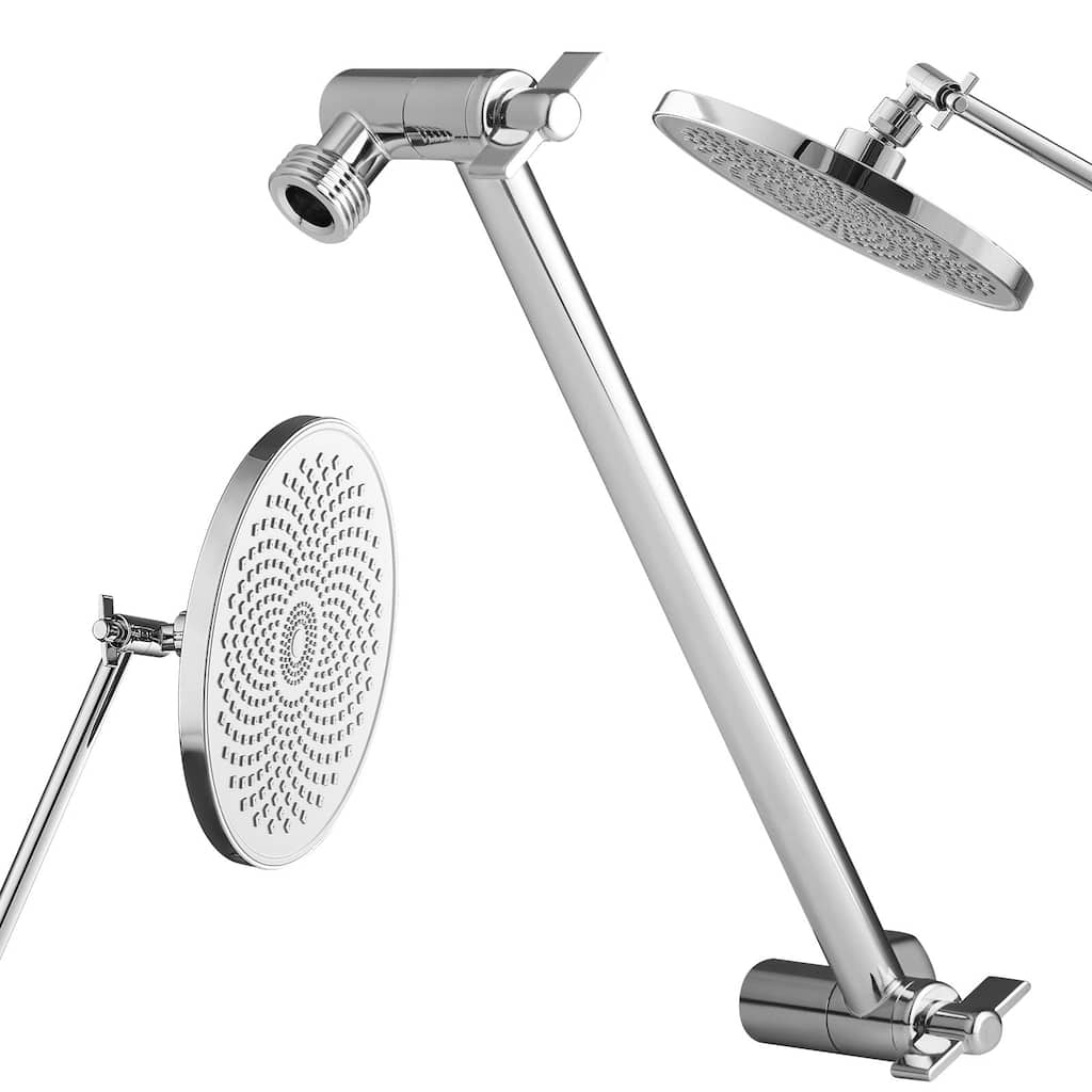Silver Stainless Steel Adjustable 11-Inch Shower Head Arm Extender with 360 Rotation - 11.0 x 2.6 x 2.6in
