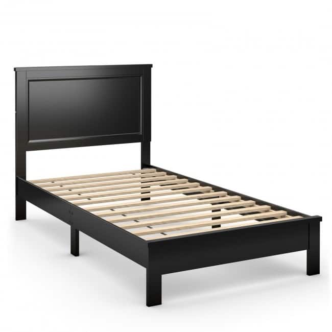 Twin Size Platform Bed Frame with Rubber Wood Leg - Black