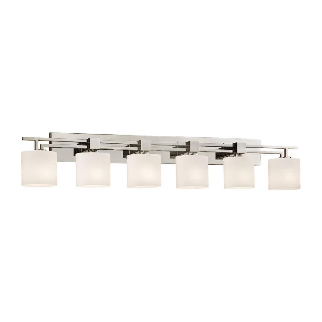Fusion Aero 6-light Brushed Nickel Bath Bar, Opal Oval Shade