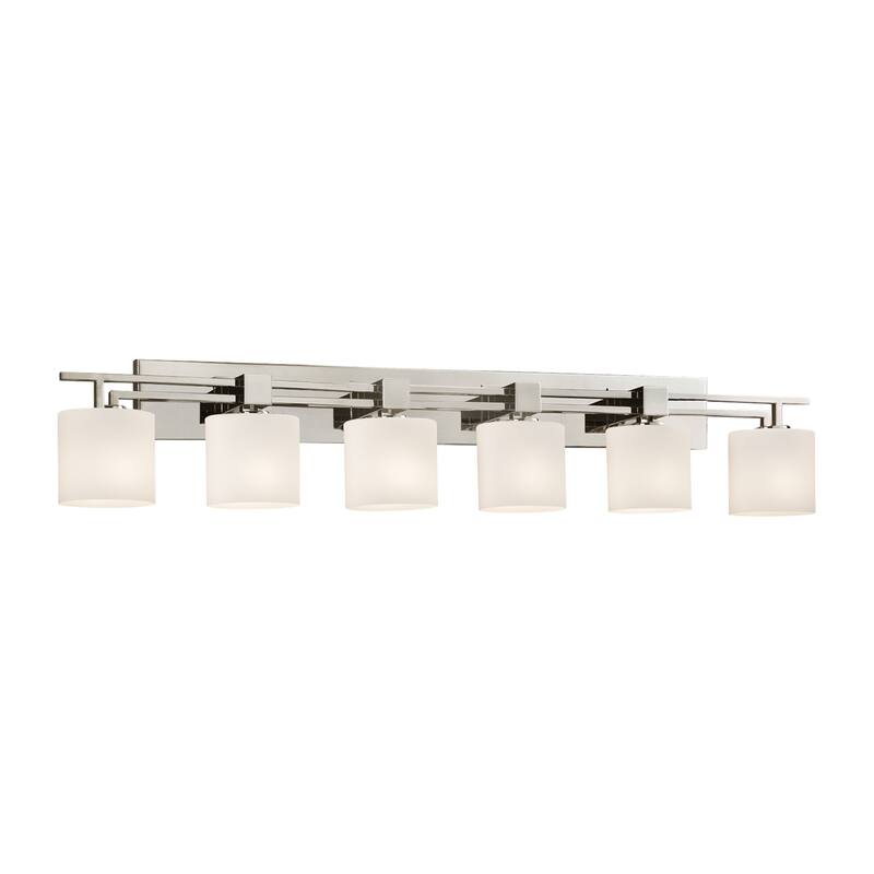 Fusion Aero 6-light Brushed Nickel Bath Bar, Opal Oval Shade - Brushed Nickel