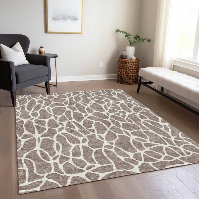 Machine Washable Indoor/ Outdoor Modern Chantille Rug