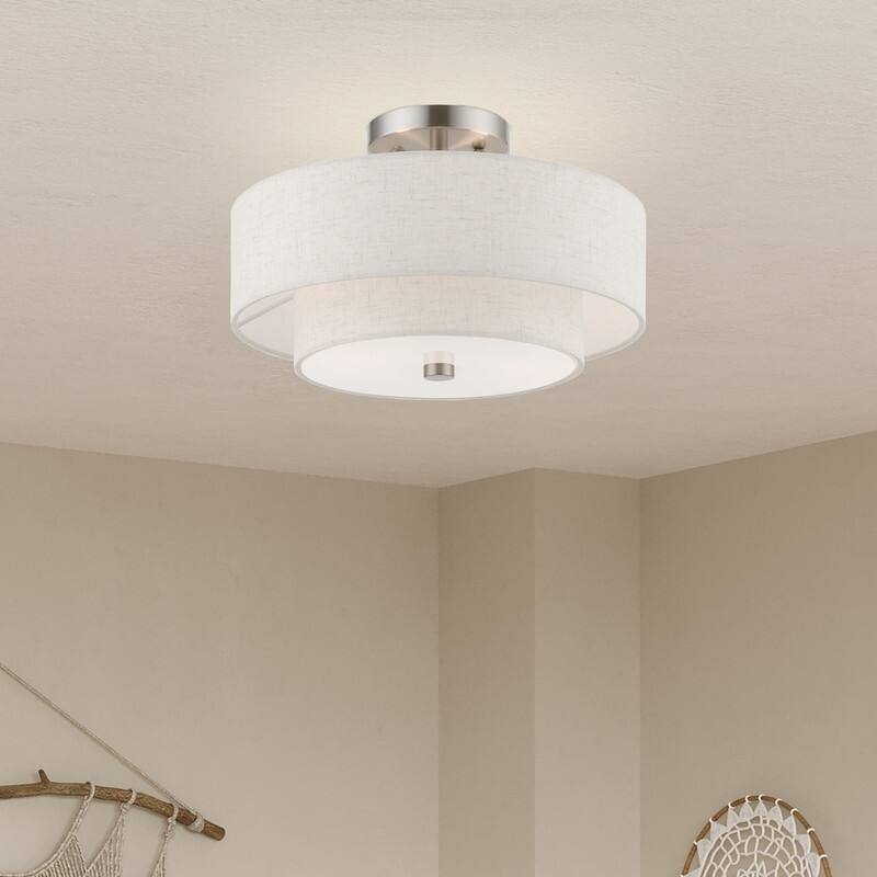 Livex Lighting 2-light Fabric Shade Flush Mount, 51083-92, 51083-91