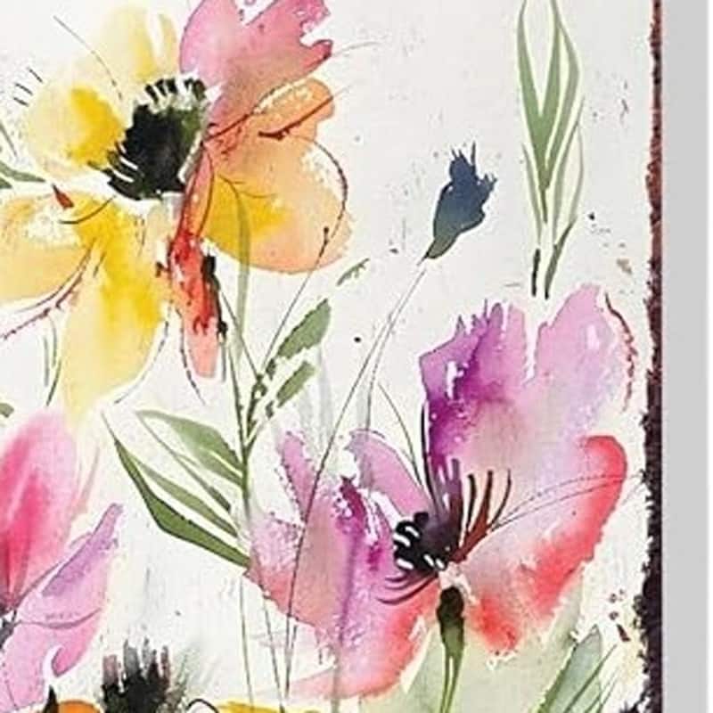 HomeRoots 30" Blue Pink White And Yellow Solid Wood Wildflowers Garden Stake