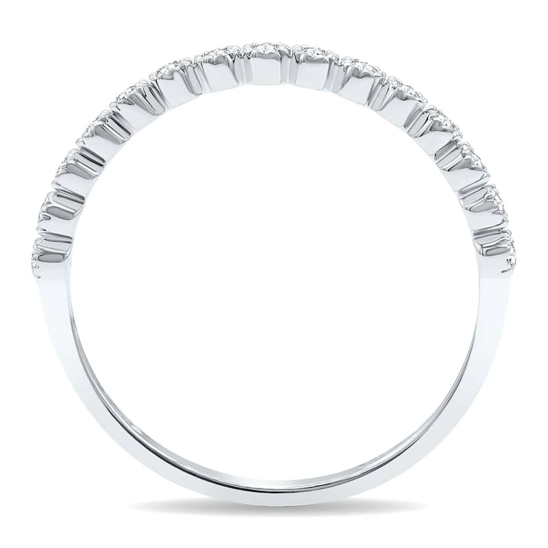 1/5 Carat TW Beaded Crown Setting Diamond Wedding Band in 10K White Gold (Wedding, Stackable or Fashion Ring)