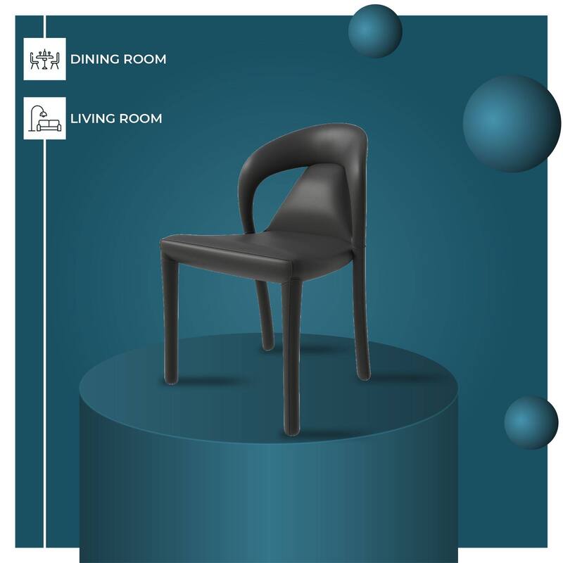 Leather Dining Chairs with Metal Legs Open-Back Design Solace Series Set of 2