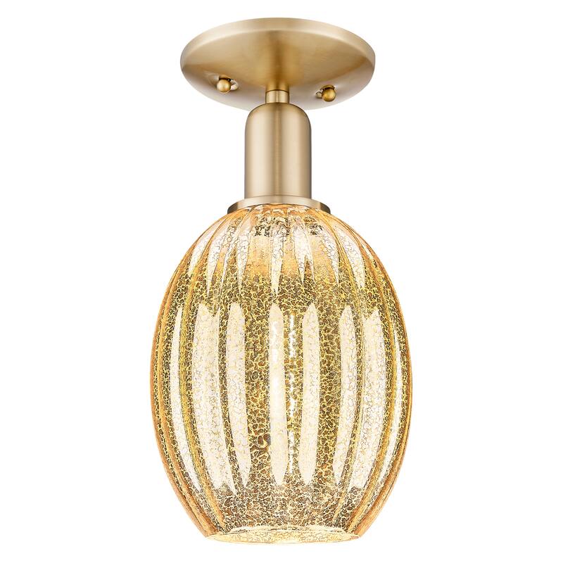 Innovations Lighting Downtown Urban - Preston - 1 Light 6" Bulb Shade Semi-Flush Mount Light - Champagne Bronze/Mercury Shade