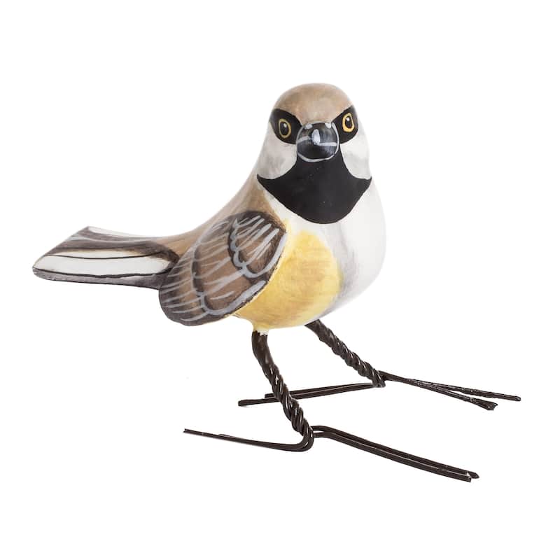 Novica Handmade Grey-Headed Chickadee Ceramic Figurine