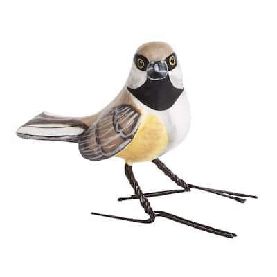 Novica Handmade Grey-Headed Chickadee Ceramic Figurine