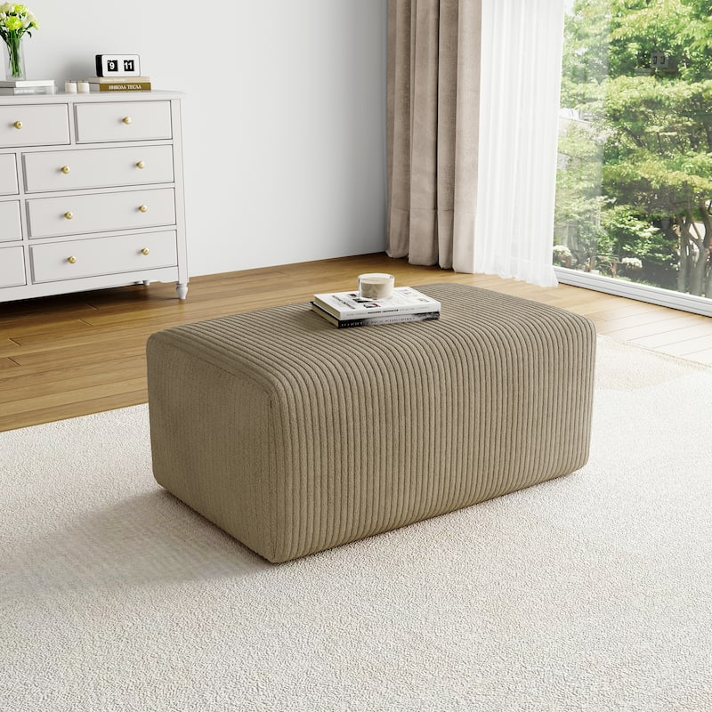 UIXE Oversize Corduroy Rectangle Ottomans And Poufs - Khaki