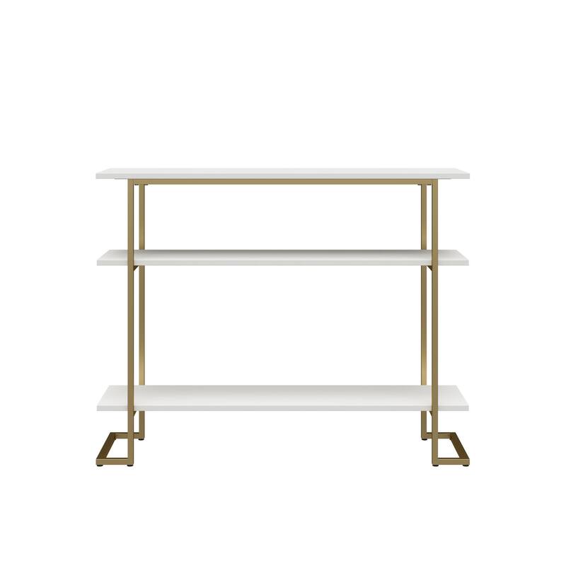 Avenue Greene Jade Console Sofa Table with 3 Open Shelves and Metal Frame
