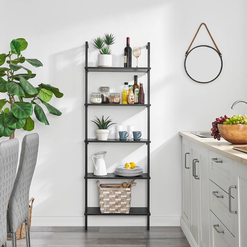 Danya B. Everett 5-Tier Open Display Stand Wall Mount Modern Metal Frame Ladder Shelf