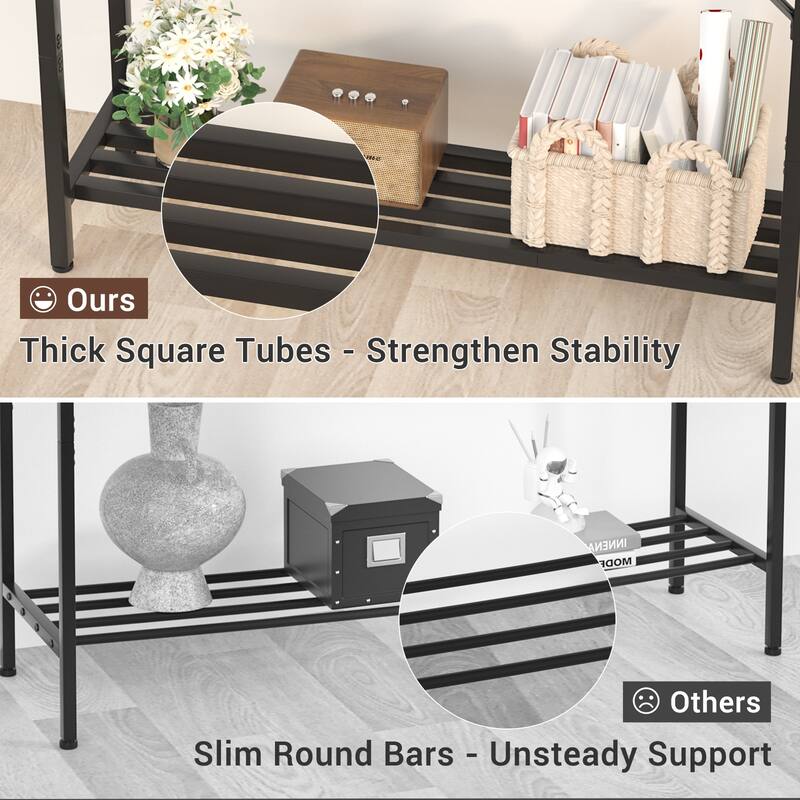 Console Table with Charge Station, Sofa Table with Storage Shelves for Living Room