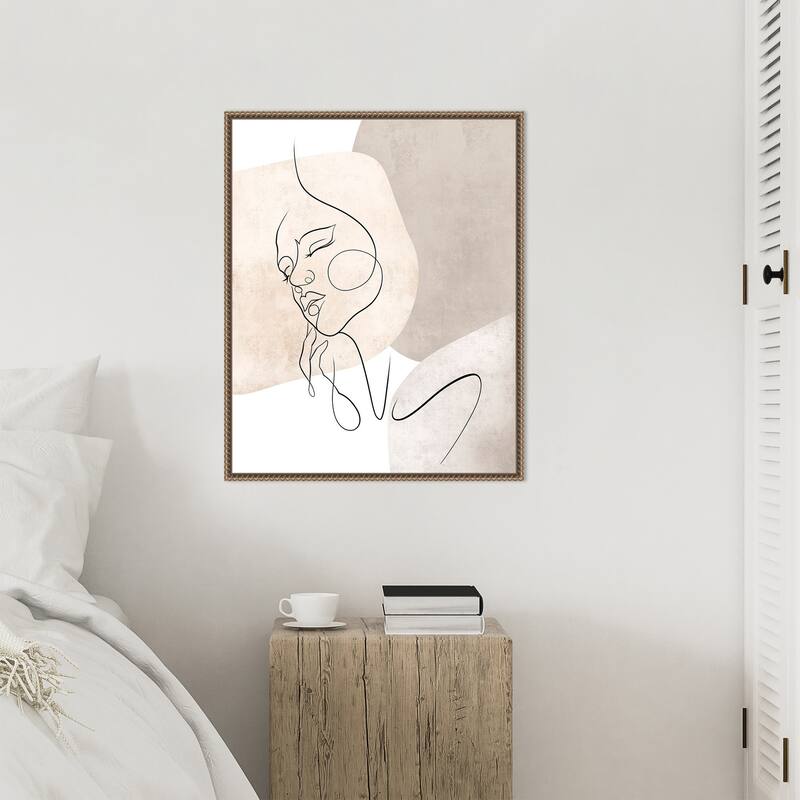 Dreamer Warm Color by Isabella Karolewicz Framed Canvas Wall Art Print - Sylvie Beaded Gold
