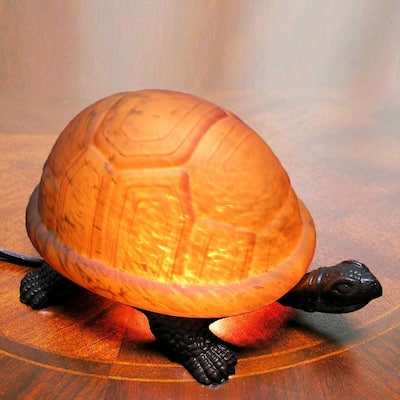 Warehouse of Tiffany Amber Turtle Accent Lamp
