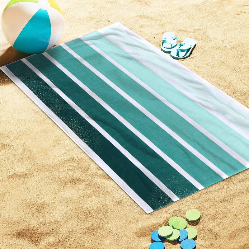 Superior Faded Stripes Cotton Velour Quick-Dry Oversized Beach Towel