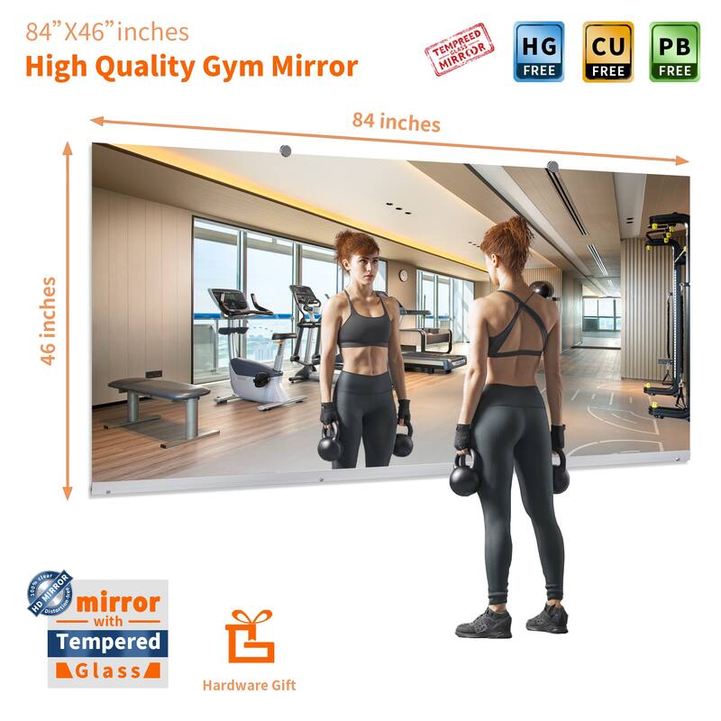 Wall Mirror Home Gym Mirror Dance Studio Mirror Tempered Glass Mirror - 84X46