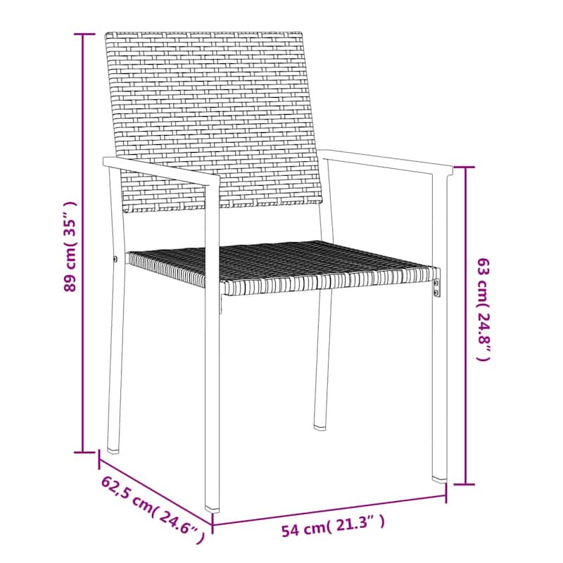 vidaXL Patio Dining Set Outdoor Dining Table and Chair Poly Rattan and Steel