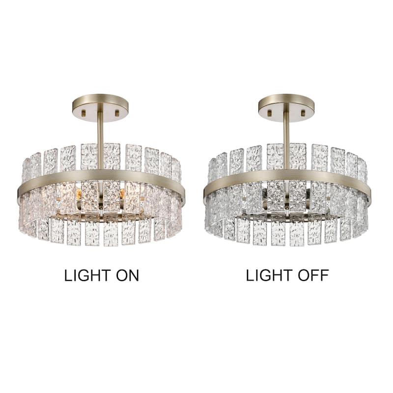 Casandra 4-light Drum Glass Strip Flush Mount