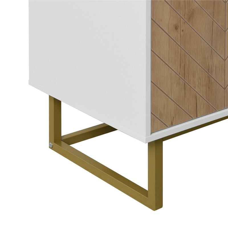 Modern Buffet Sideboard Cabinet with 2 Doors and Metal Bottom