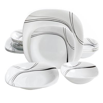 Gibson 108097.16 Oster Falan Tempered Chip Resistant Dinnerware Set White 16 Pc