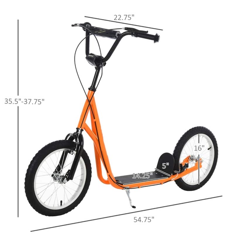 Children’s Ride-On Scooter with Soft Grip Handlebar and Anti-Slip Foot Deck for Outdoor Use - 54.75"L x 22.75"W x 35.5"-37.75"H