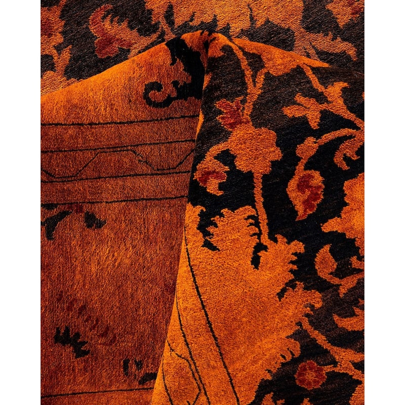 Overdyed, One-of-a-Kind Hand-Knotted Area Rug - Orange - 9' 2" x 11' 6"