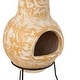 preview thumbnail 14 of 12, Outdoor Clay Chiminea Fireplace Sun Design Wood Burning Fire Pit with Sturdy Metal Stand, Barbecue, Cocktail Party