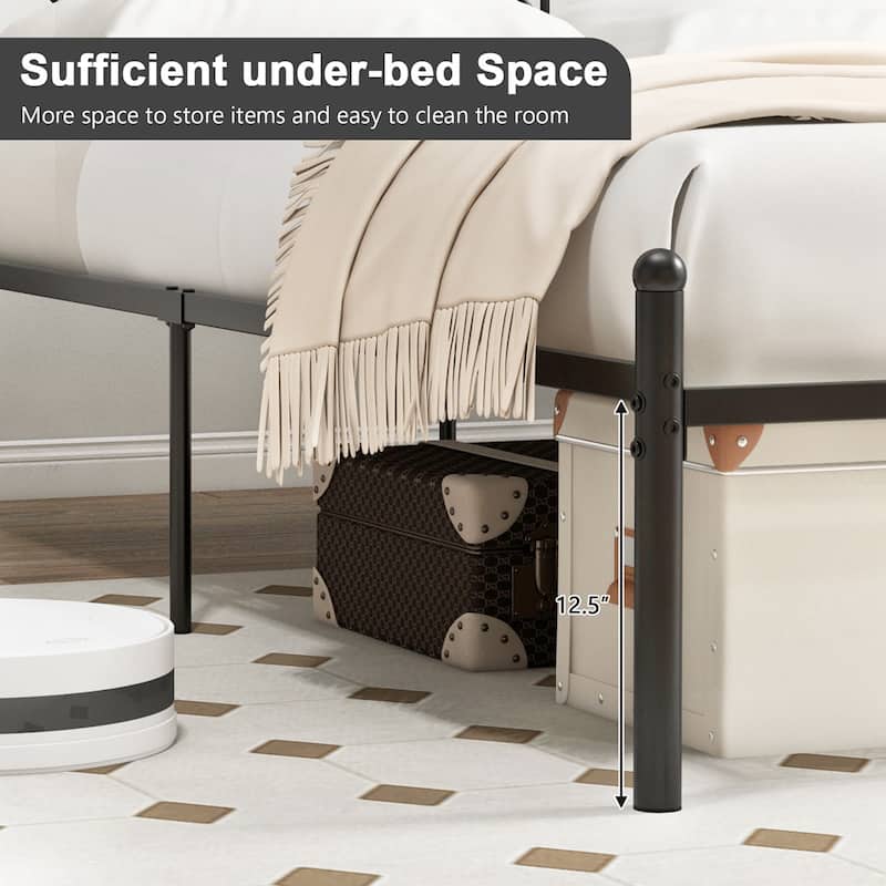 Costway Full/Qween/Twin Size Metal Platform Bed Frame Vintage