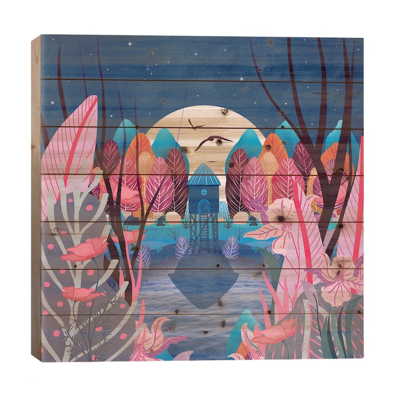 Mystery Garden Print On Wood by Viviana Gonzalez - Multi-Color - 26x26x1.5