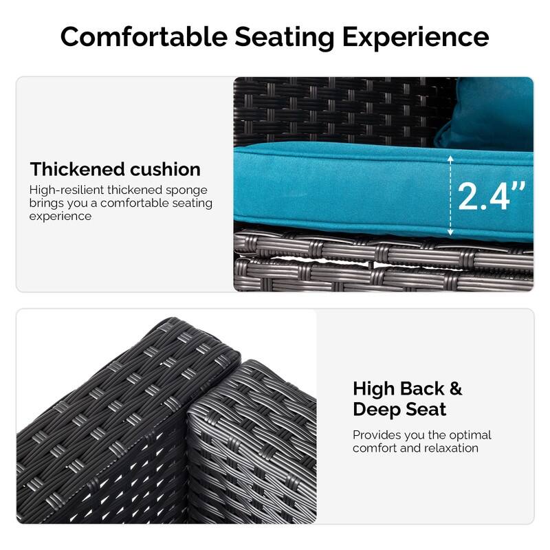 6-Piece All-Weather Wicker Conversation Sofa Set with Nesting Storage & Tea Table for Garden