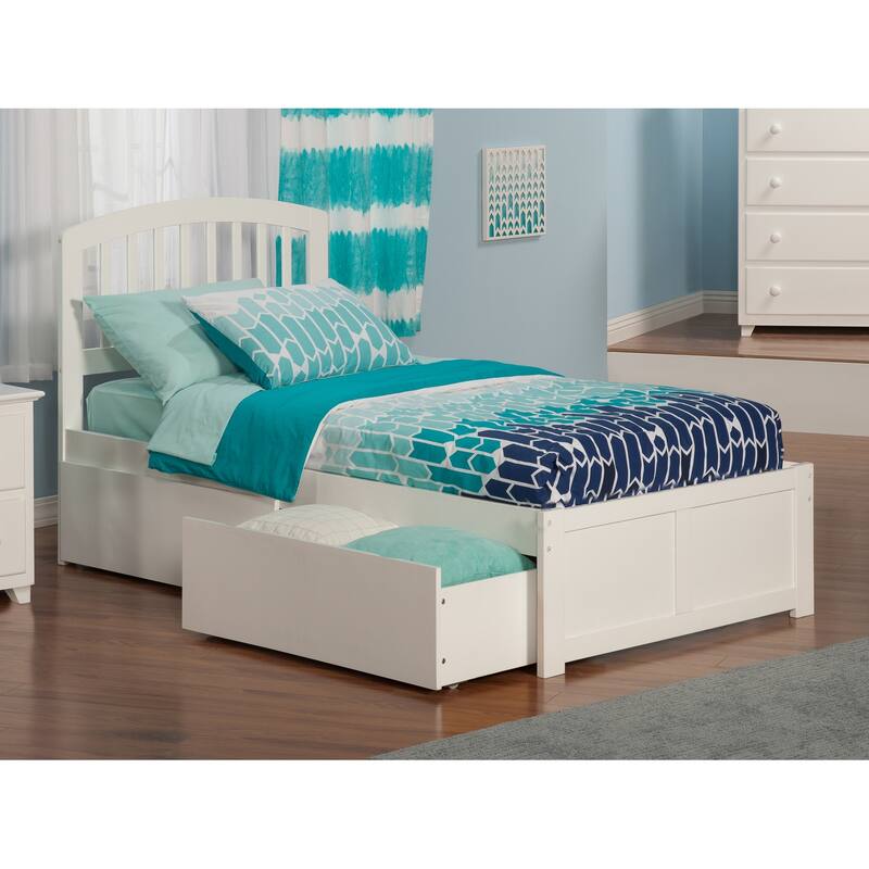 Twin XL Platform Bed with Drawers - Modern Design, White Finish, Underbed Storage