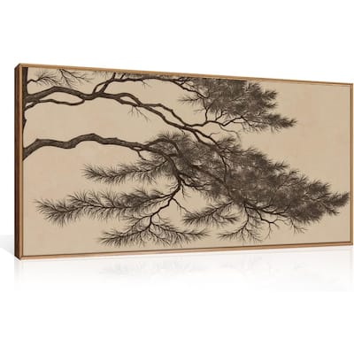 Sketch Botanical Wall Decor,Nature Plant Artwork,Brown Antique