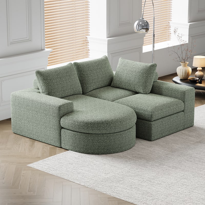 Roomfitters 99" Modern Chenille Cloud Curved Sectional Sofa with Chaise, L-Shaped Couch, for Living Room or Apartment