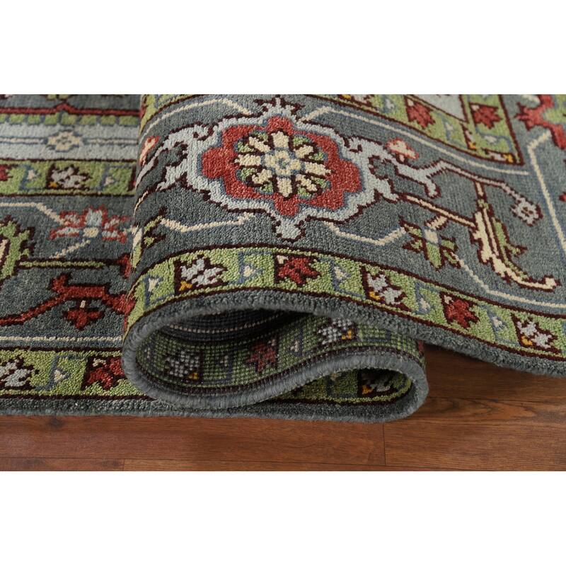 Animals Design Heriz Serapi Indian Area Rug Hand-Knotted Wool Carpet - 7'11" x 9'11"
