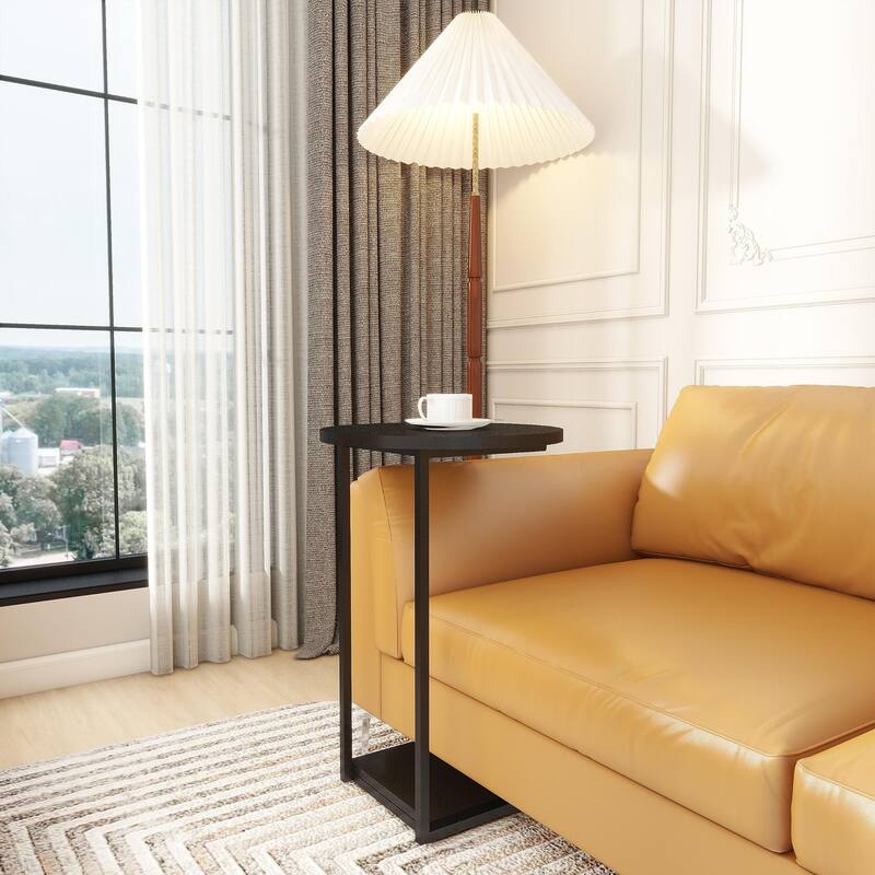 C Table End Table, Couch Table That Slide Under, Sofa Side Table in Living Room, White