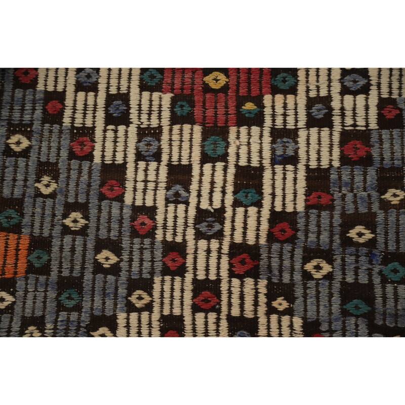 Hand Woven Oriental 100% Wool Carpet Southwestern Tribal Multi-Colored Kilim Area Rug - 8' 10'' X 5' 11''