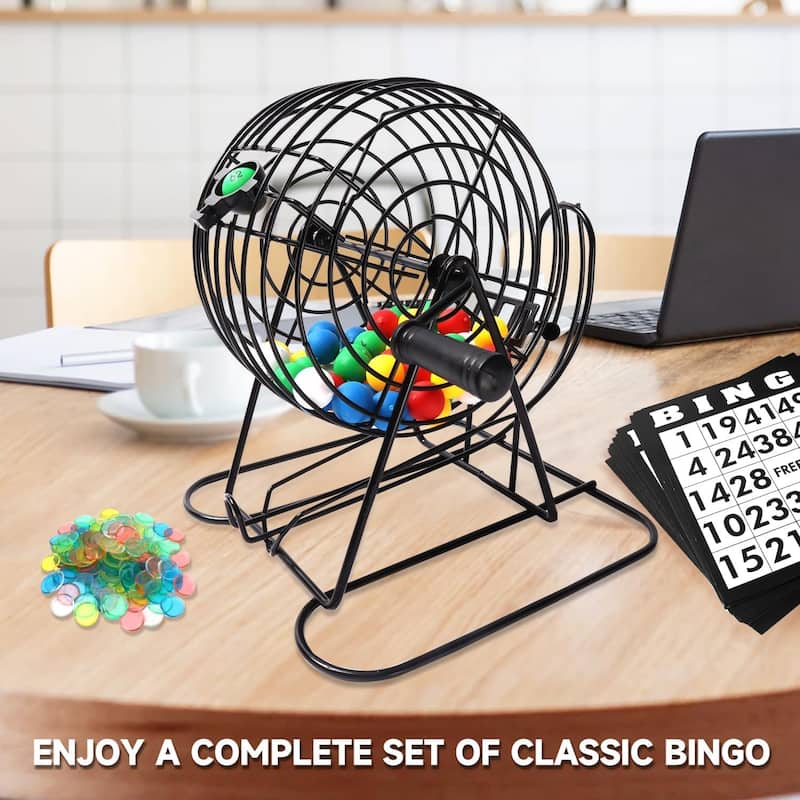 GSE™ Deluxe Bingo Game Set for Kids & Adults, Family - Roller Cage and Board, 75 Bingo Balls, 300 Bingo Chips, 50 Bingo Cards