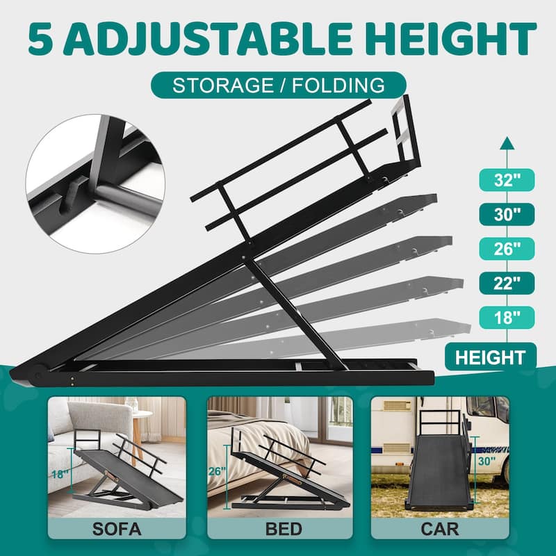 DoCred Pet Ramp, Portable Adjustable Height Folding Dog Ramp