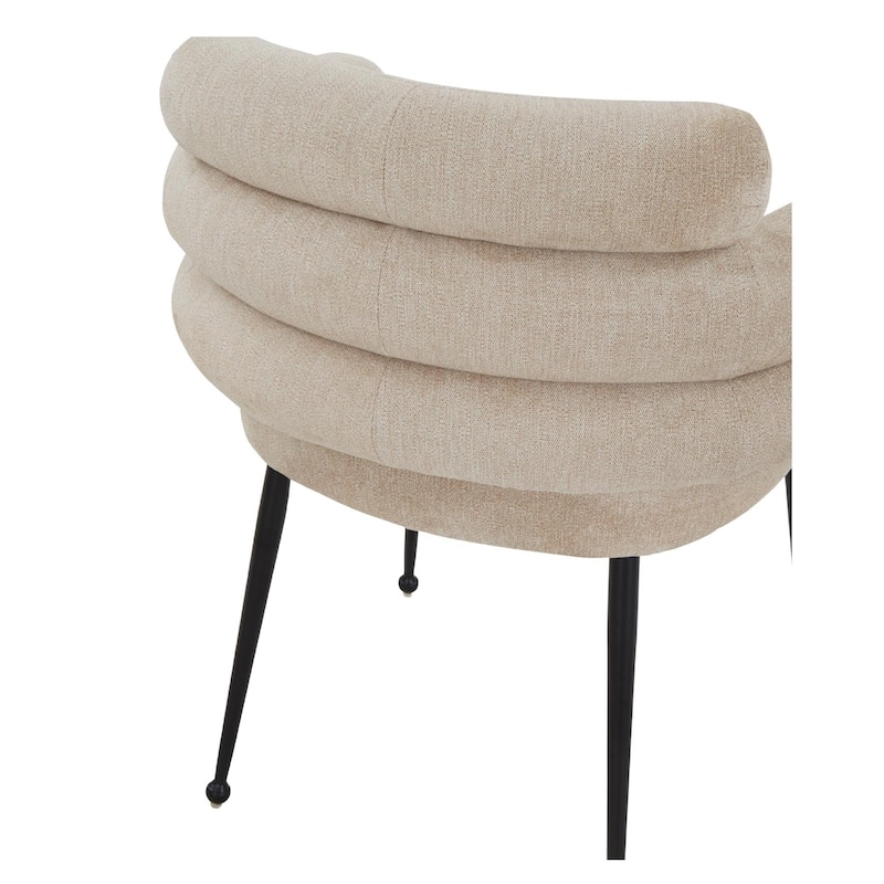 Linen Dining Chair Curved Back with black tapered metal legs