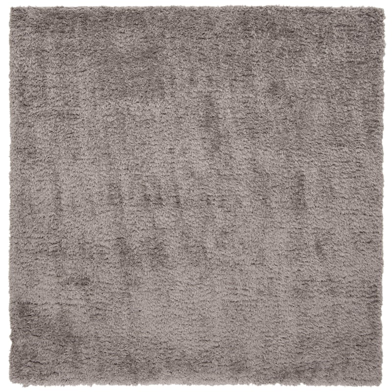SAFAVIEH Madrid Shag Soledad Solid 2-inch Thick Rug - 6'7" Square - Charcoal