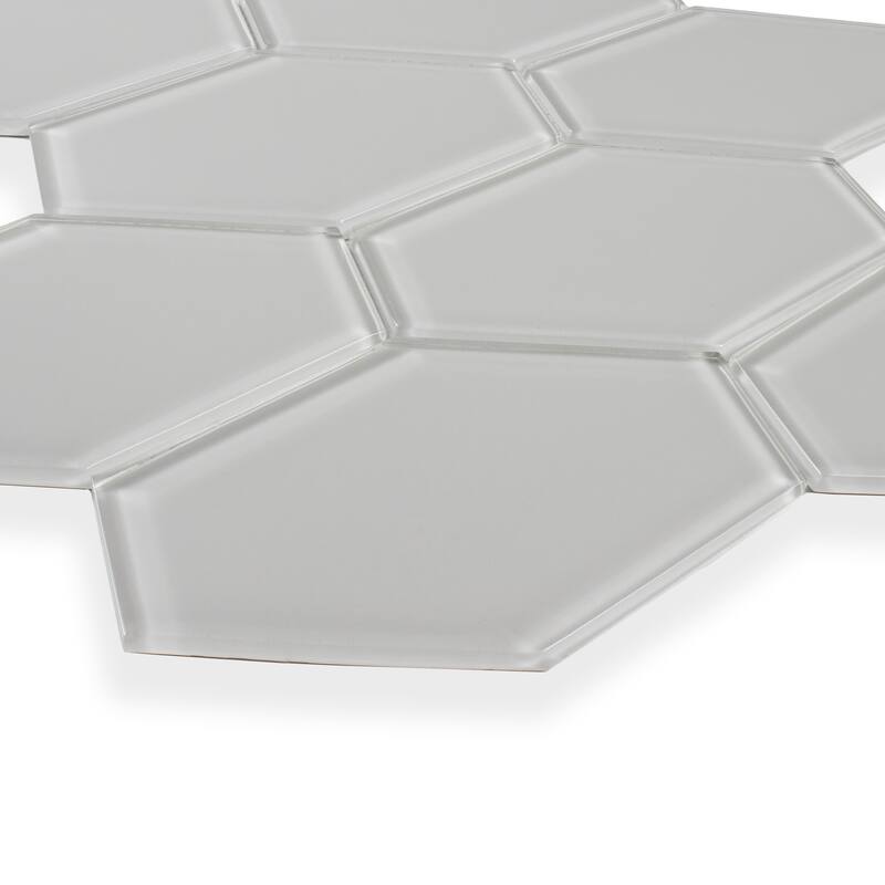 Long Hex 11 in. x 11 in. Glass Mesh-Mounted Mosaic Tile