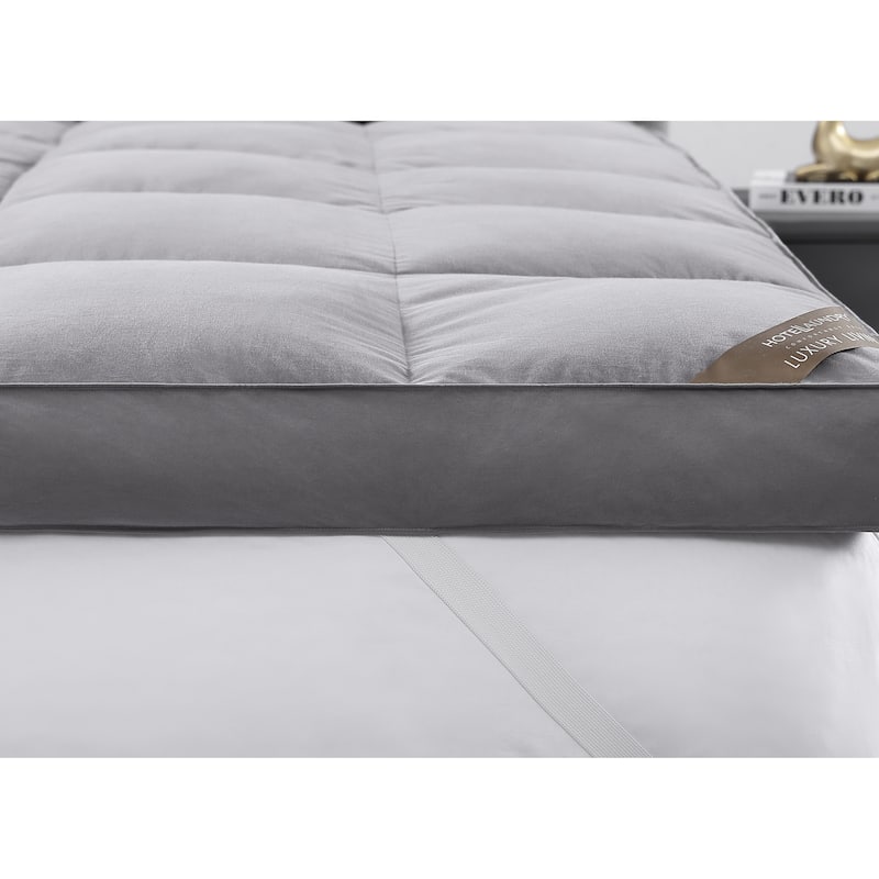 Hotel Laundry® 4 inch Charcoal Infused Natural Down Top Mattress Topper - Grey