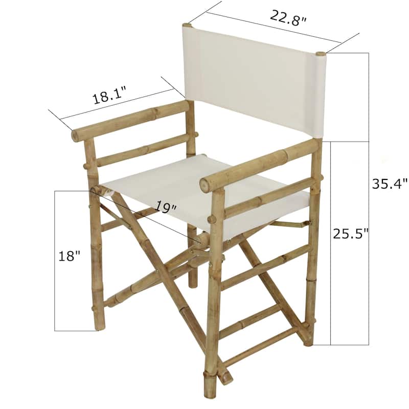 Patio Indoor Outdoor Folding Bamboo Director Chair Set of 2