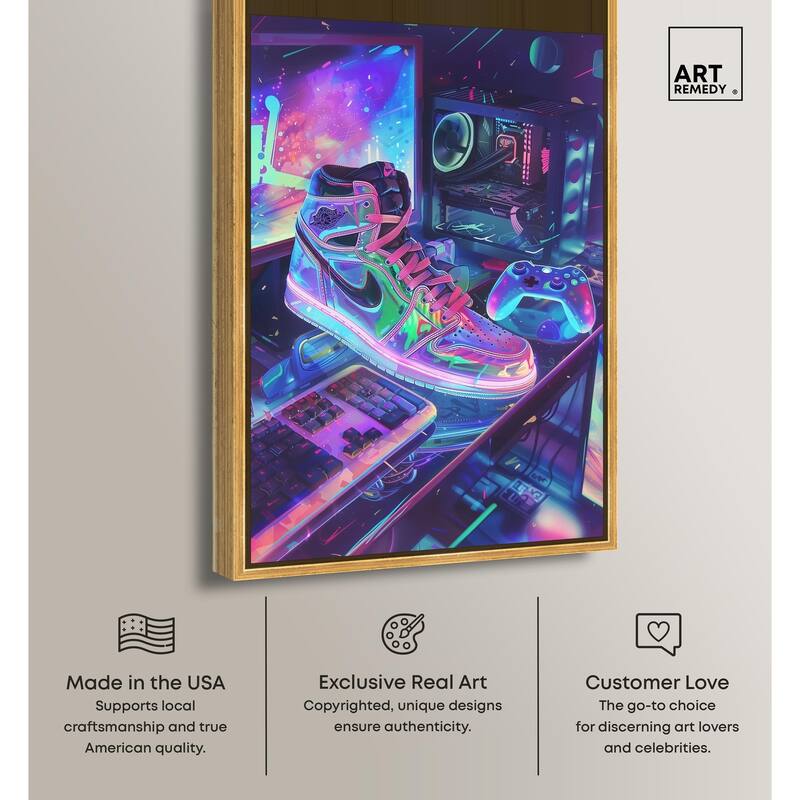 Neon Gaming Set Up Canvas by Art Remedy
