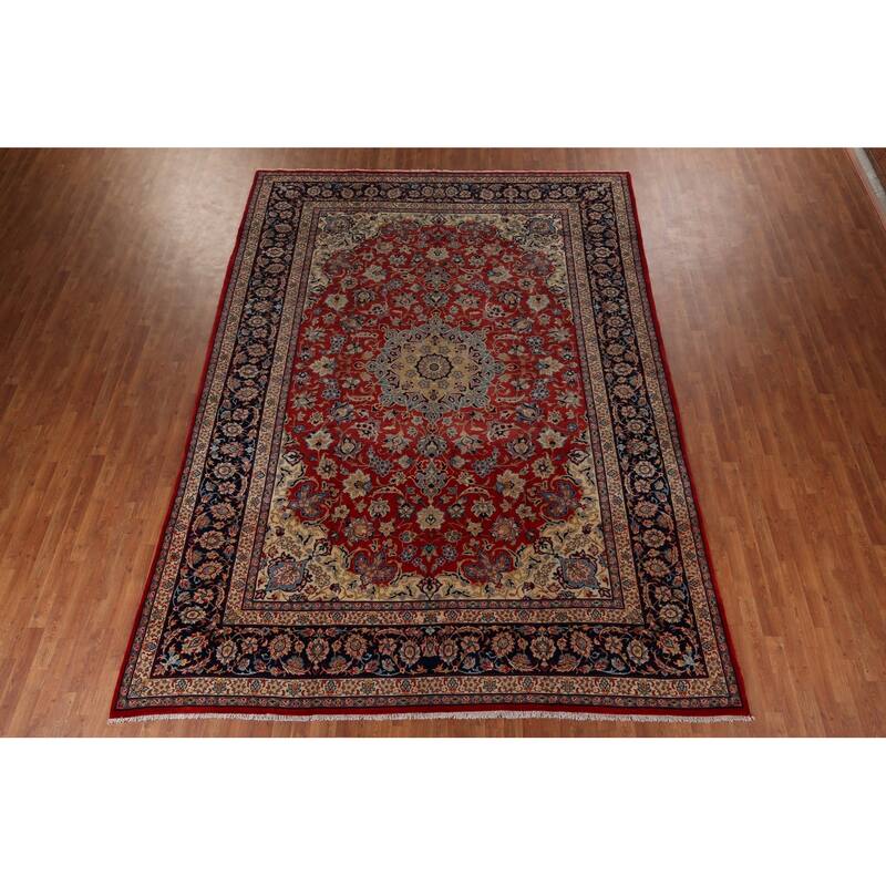 Traditional Najafabad Vintage Persian Rug Hand-Knotted Wool Carpet - 9'4" x 13'2"