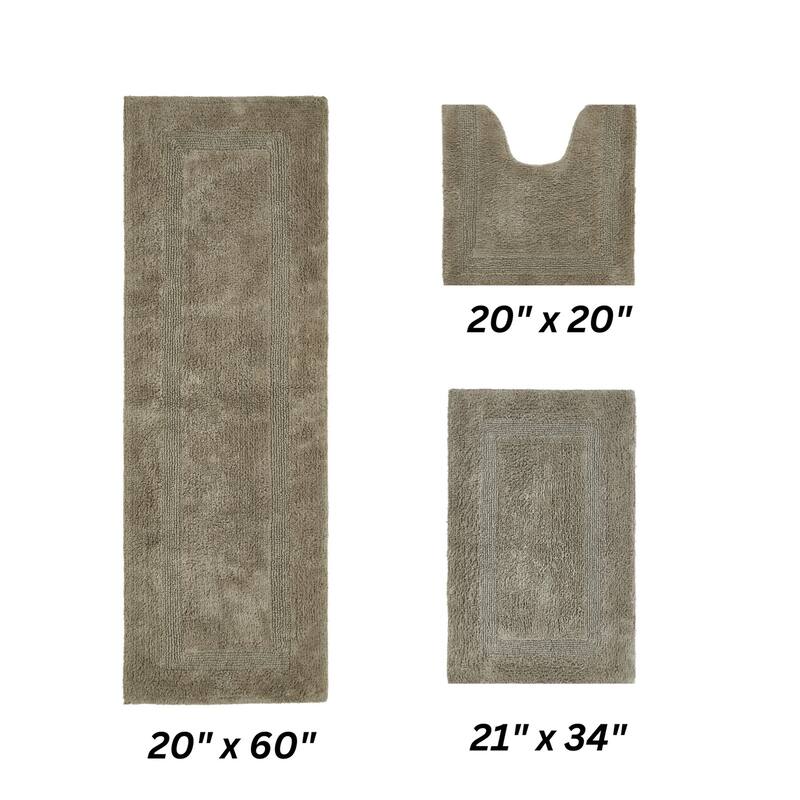 Better Trends Bath Rugs Set 100% Cotton Reversible Water Absorbent Bathroom Rug for Shower, Sink, Bath Mats - Lux Collection