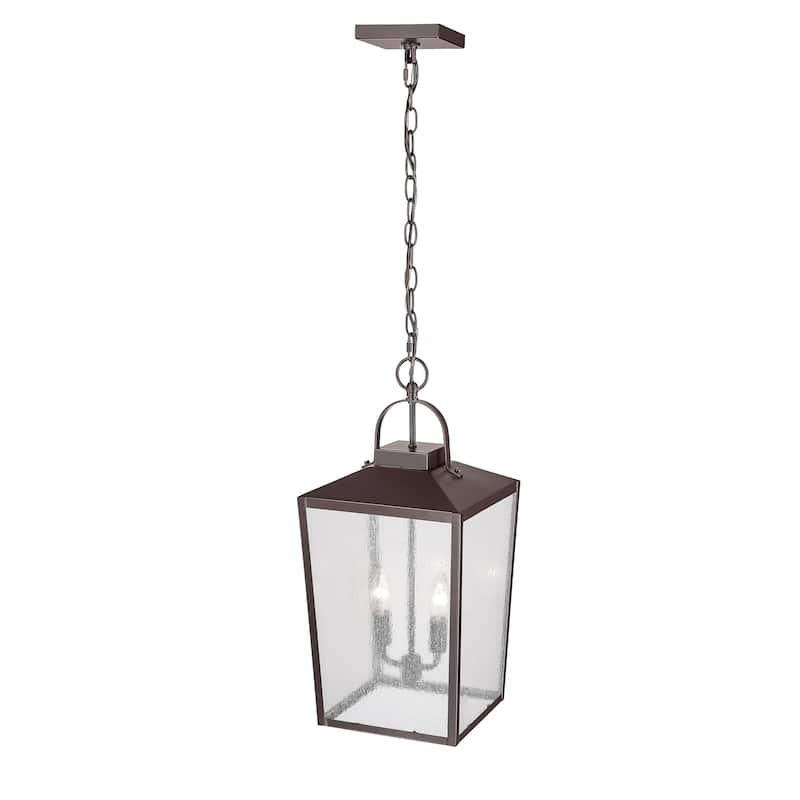 Millennium Lighting Caswell 4 Light Outdoor Hanging Lantern in Powder Coated Black with Clear Seeded Glass Shades