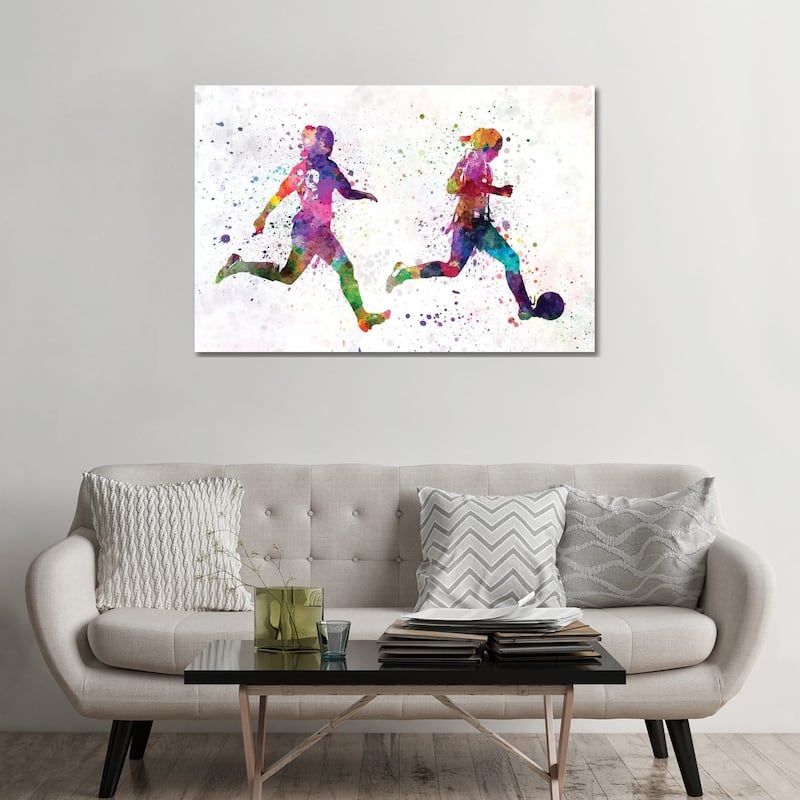 iCanvas "Girl Playing Soccer Silhouette III" by Paul Rommer Canvas Print - 32x48x1.5