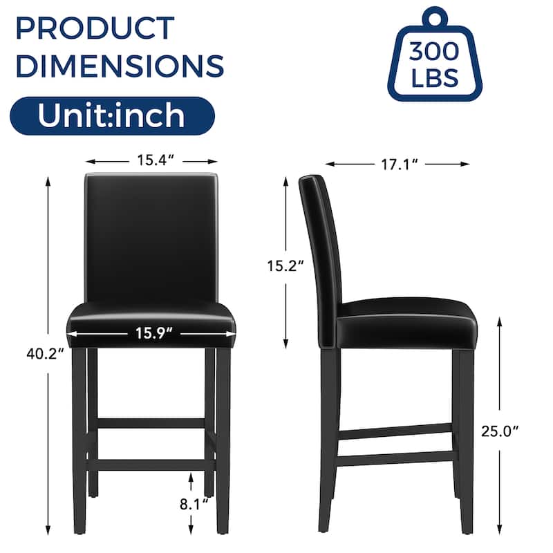 24 Inches Counter Height Bar Stools with Back Set of 2