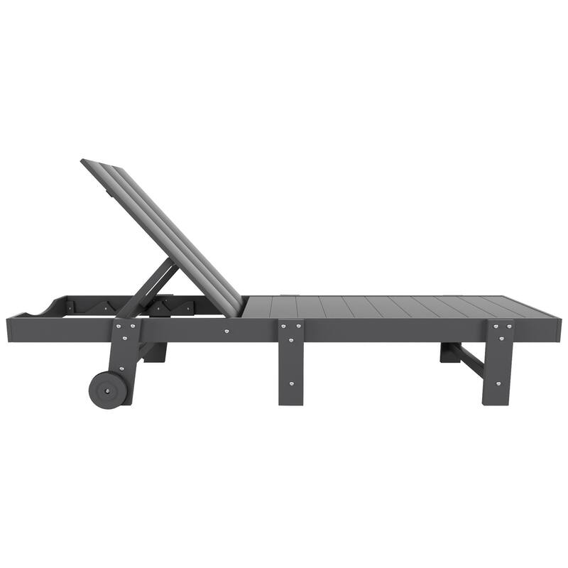 Shoreside Modern Poly Eco-Friendly All Weather Reclining Chaise Lounge With Wheels (Set Of 2)